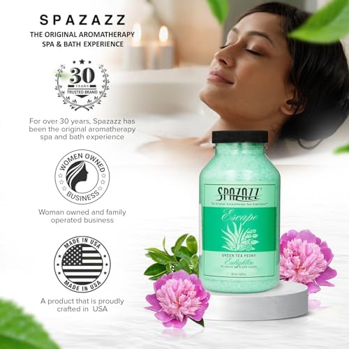 Spazazz SPZ-109 Escape Aromatherapy Crystals Container, 22-Ounce, Green Tea Peony Enlighten