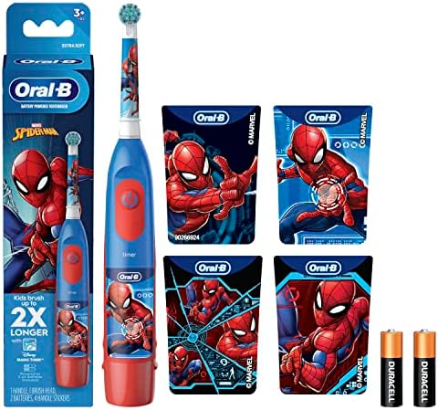 Oral-B Kid's Battery Toothbrush Featuring Marvel's Spiderman, Soft Bristles, Replaceable Brush Head, for Kids 3+