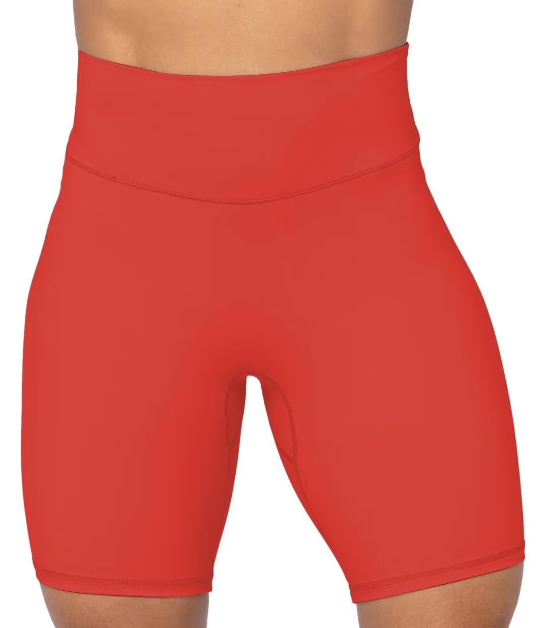 Sunzel No Front Seam High Waist Biker Shorts for Women, Squat Proof Yoga Workout Gym Bike Shorts 8" Orange Red X-Small