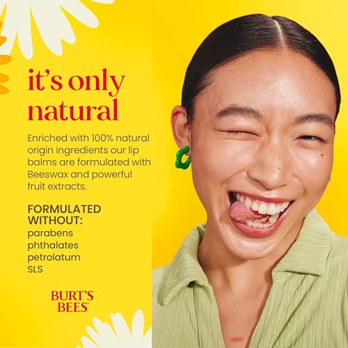 Burt's Bees Watermelon Lip Balm, Lip Moisturizer With Responsibly Sourced Beeswax, Tint-Free, Natural Conditioning Lip Treatment, 1 Tube, 0.15 oz.
