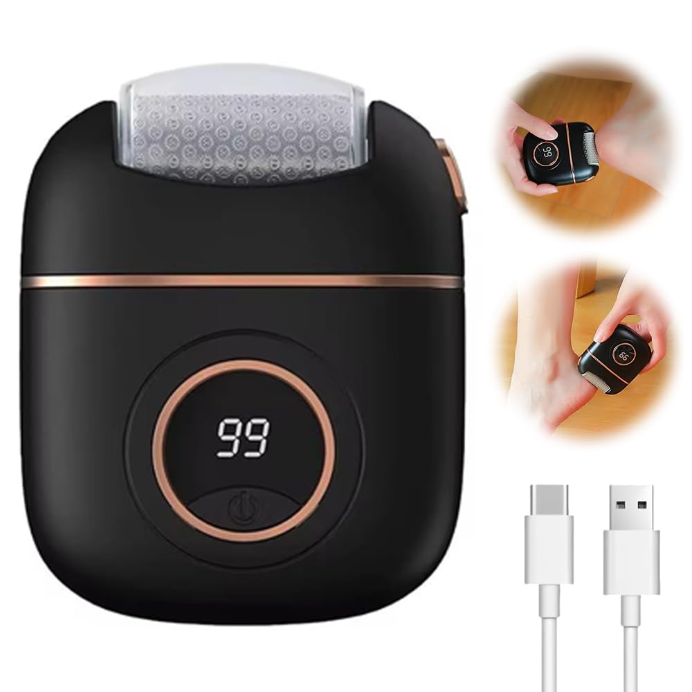 2025 New Electric Callus Remover for Feet, Portable Rechargeable Foot Repair and Grinding Device with Digital Display, Heel Polisher File for Men Women Dry Callus Dead Skin (Black)