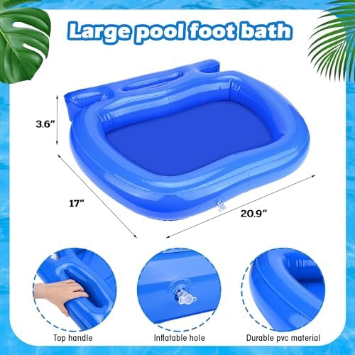 2Pack Pool Foot Bath,Inflatable Foot Soaking Bath Basin for Pool Entry Ladder,Pool Foot Wash Bath Tub for Swimming Pool Clean Feet, In Ground Above Ground Swimming Pools,Hot Tub Spa-Blue