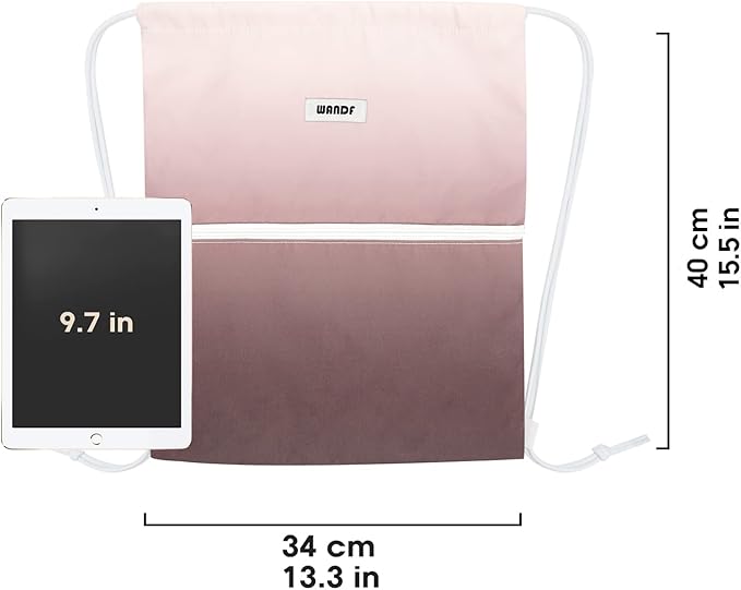 WANDF Drawstring Backpack String Bag Sackpack Cinch Water Resistant Nylon for Gym Shopping Sport Yoga (Dark Pink)