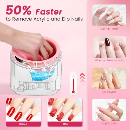 Quaferen Nail Soaking Bowl Heated: 50% Faster Soak Off Gel Polish Dip Powder Remover Bowl- Electric Soak Off Acrylic Nail Remover Manicure Bowls for Salon Home
