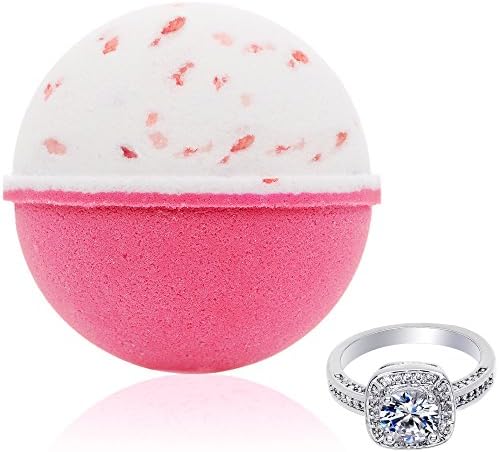 Bath Bomb with Surprise Size Ring Inside - Pink Himalayan Sea Salt Extra Large 10 oz. Bath Bombs with Jewelry - Hand Made in USA - Perfect for Spa & Bubble Bath. Great Gift for Birthday, Mothers Day