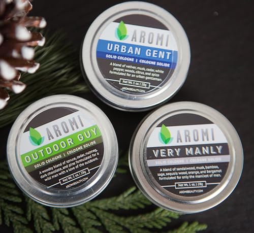 Aromi Solid Cologne for Men | Woodsy, Earthy Fragrance, Spruce, Cedar, Pine Scent, Vegan, Father's Day Gift, Alcohol-Free (Outdoor Guy)