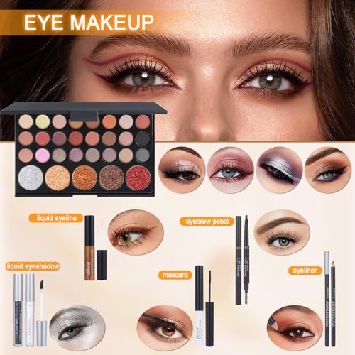 Makeup Kit For Teens,Girls Make up kit,Makeup Set For Women Full Kit with Makeup Box, Eyeshadow Palettes, Lipsticks, Brushes and Beauty Tools,(black)