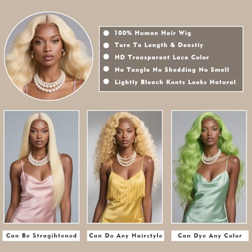 30 Inch 613 13x6 Lace Front Wig Human Hair 200 Density Blonde Wig Human Hair Body Wave Lace Front Wigs Human Hair Pre Plucked 613 HD Lace Frontal Wig 13x6 Wigs For Women