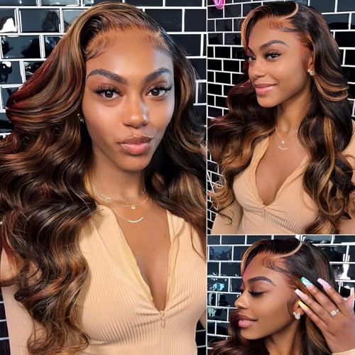 28 Inch 13x6 Ombre Lace Front Wigs Human Hair 200 Density 1B/30 Highlight Ombre 13x6 HD Transparent Lace Front Wigs Human Hair Colored Balayage Wig Body Wave Human Hair Wigs for Women