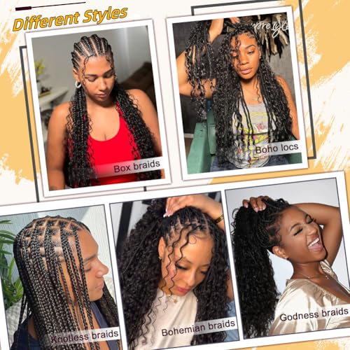 Boho Hair for Braiding Deep Wave Curly Bundles Human Hair Boho Braiding Hair Wet and Wavy Boho Braids Human Hair Extensions Real 12A Bulk 100% Human Hair for Braiding Supplies No Weft 2 Bundles 105g