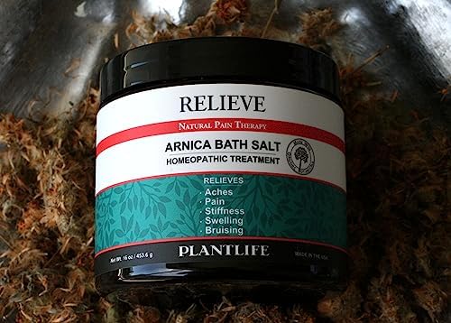 Plantlife Arnica Relieve Mineral Bath Salts - Made with Arnica and 100% Pure Essential Oils - Relieve Products are a Homeopathic Solution for Everyday Use - Works Quickly and Effectively