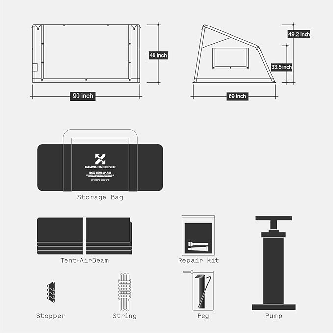 2025 Upgraded Canvas Inflatable Tents for Camping, Windproof Blow Up Air Tent with Pump,No Assembly Needed Luxury Camping Tents