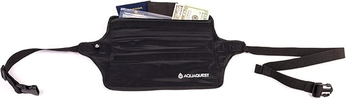 AquaQuest AquaRoo Money Belt - The Original 100% Waterproof Waist Pack Travel Pouch, since 1994 - Comfortable, Adjustable, Lightweight - Black
