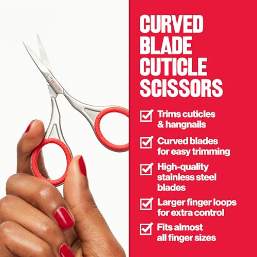 Revlon Cuticle Scissors, Manicure Tool for Safe Nail Care, Hangnail Trimming, Ultra-Fine Stainless Steel Curved Blade, 1 Count
