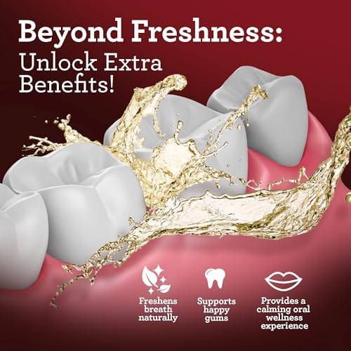 GuruNanda Ashwagandha Oil Pulling Mouthwash, Promotes Calmness, With Neem & Roman Chamomile for Fresh Breath & Happy Gums, Alcohol-Free, With Toothbrush & Tongue Scraper, 8 Oz