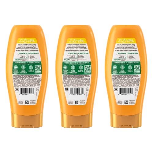 Garnier Whole Blends Moroccan Argan & Camellia Oils Illuminating Conditioner for Silky Shine, 12.5 Fl Oz, 3 Count (Packaging May Vary)