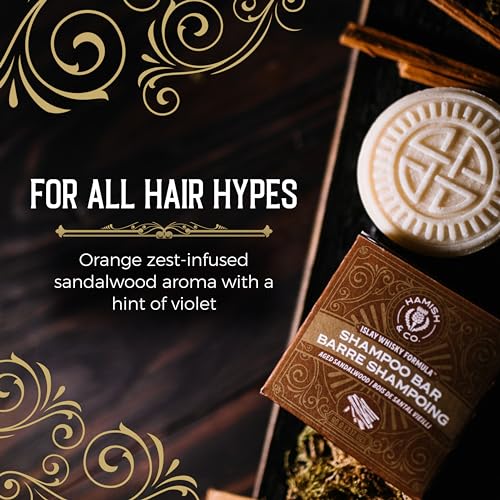 Viori Hamish & Co. Shampoo Bar - Aged Sandalwood - Shampoo for Men - Handcrafted with Scottish Islay and Whiskey Infused - Made from Natural Ingredients - Sulfate, Paraben, Cruelty, and Plastic-Free
