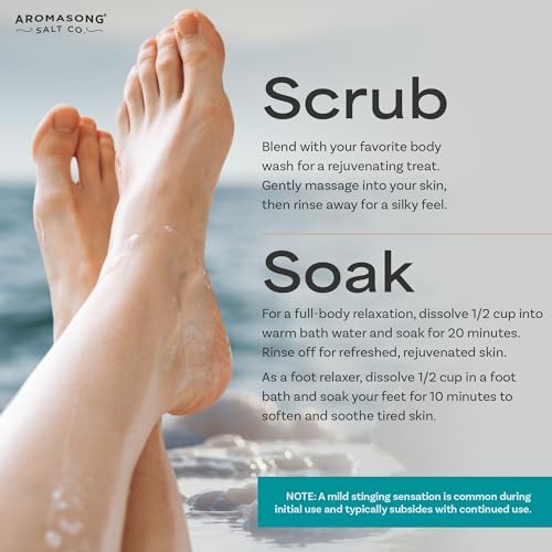 Aromasong RAW Magnesium Flakes + OptiMSM for Soaking 3 LB Resealable Pack - Muscle Relaxing Organic Bath Salts Magnesium Chloride Flakes, Mineral Soak.