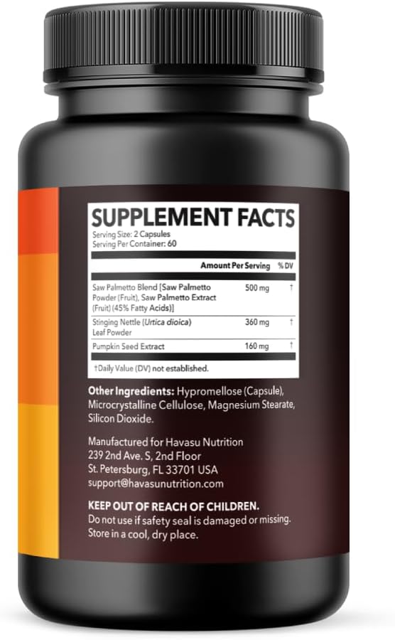 Saw Palmetto Supplement with Stinging Nettle and Pumpkin Seed Extract - Advanced 3X Formula - DHT Blocker Urinary Health and Prostate Support for Mens Health - Vegan, Non-GMO Capsules - 2 Month Supply