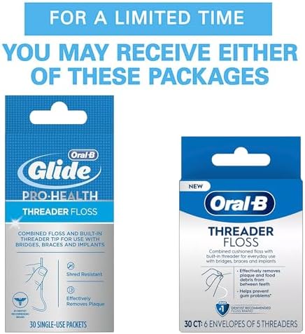 Oral-B Threader Floss 30 Count: 6 Envelopes of 5 Threaders (Pack of 3)