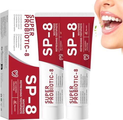 2pcs Sp-8 Probiotics Whitening Toothpaste Upgraded, New Version Fluoride-Free & Probiotic-Infused Formula, Ultra Fresh Mint for Deep Cleaning, Gum Care & Lasting Breath Fresh