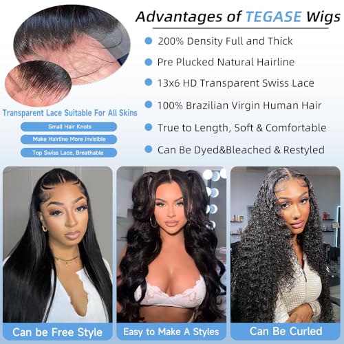 30 Inch 13x6 Lace Front Wigs Human Hair 200% Density Body Wave Lace Frontal Wigs Human hair Pre Plucked with Baby Hair Real Wig Human Hair Lace Front Wigs for Women Natural Color