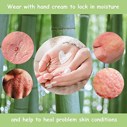 Bamboo Gloves for Eczema, Medium, Women and Men, Dry Hands, Overnight Moisturizing Gloves, 3 Pairs