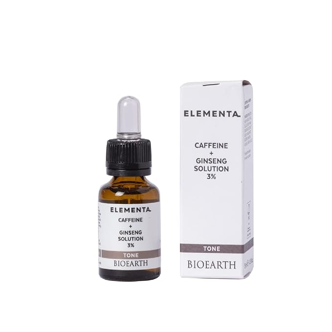 Bioearth Elementa,TONE face serum with caffeine and 3% ginseng extract for bags and dark circles, Draining and toning effect, Dermatologically tested, 100% vegan, AIAB certification - 15ml Pack