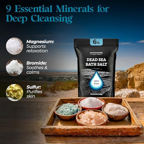 Aromasong Dead Sea Salt Bath Soak 6 Lbs. Bulk Pack – 100% Natural Dead Sea Salts for Soaking, Relaxation, and Detoxification of Skin, Dead Sea Salts for Bath to Rejuvenate and Refresh.