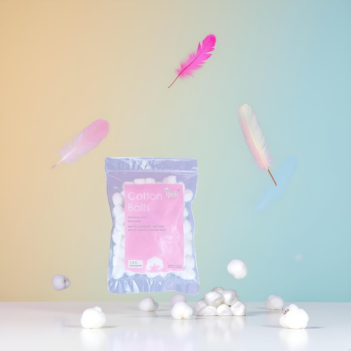 100 Pcs White Cotton Balls - Soft Cotton Wool | Delicate Lightweight Balls and Swabs for Sensitive Skin Household Needs Outdoor Traveling Everyday Use House Necessary Absorbent