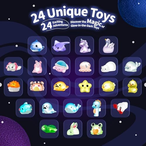 Bath Bombs for Kids with Surprise Inside – 24 Pack Handmade Bath Bombs with Glow-in-The-Dark Land & Sea Toys, Fizzy Bath Salt Balls, Birthday Party Favors for Boys and Girls