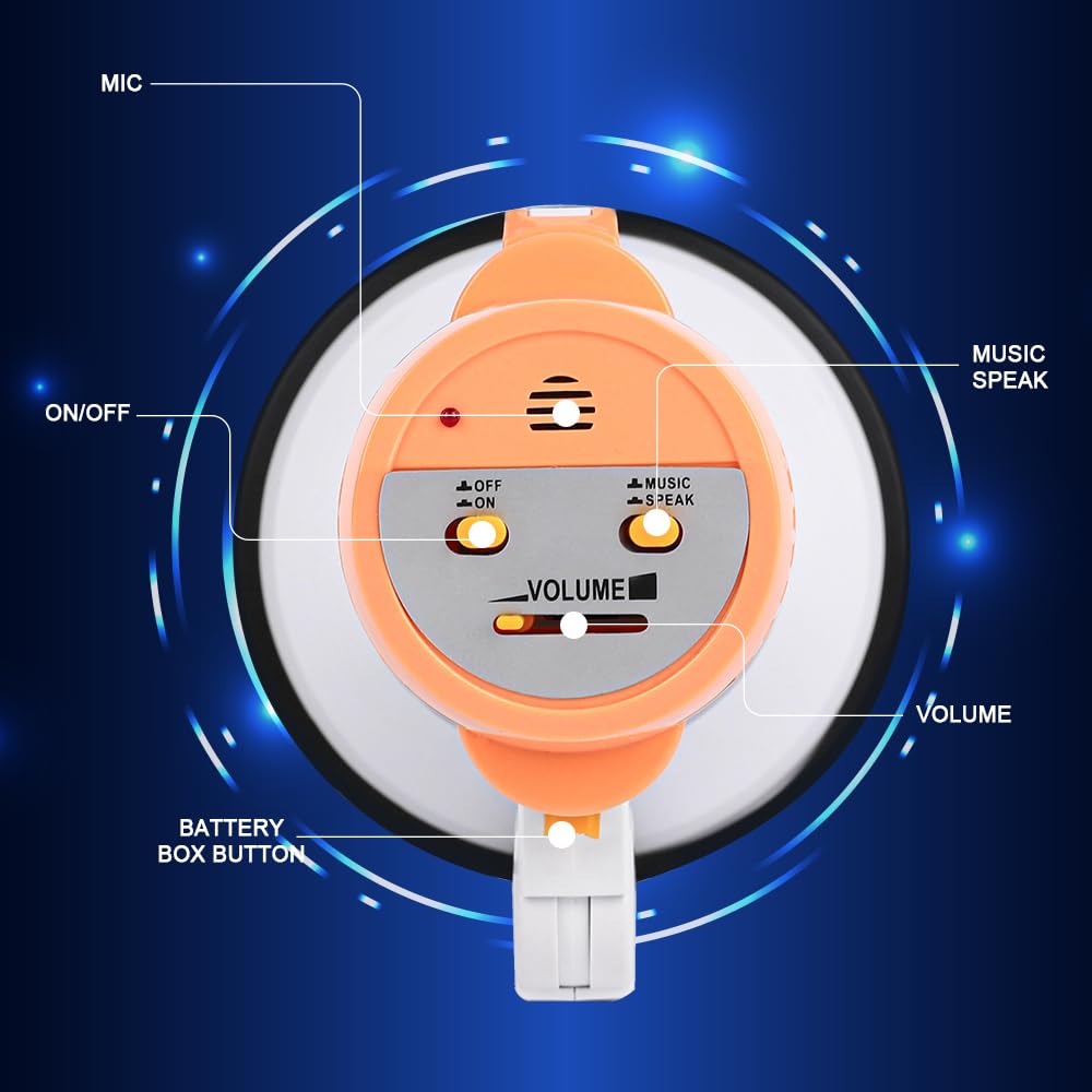 30 Watt Power Portable Megaphone Bullhorn Speaker Voice, Siren/Alarm and 240S Recording with Volume Control and Strap (White Orange)