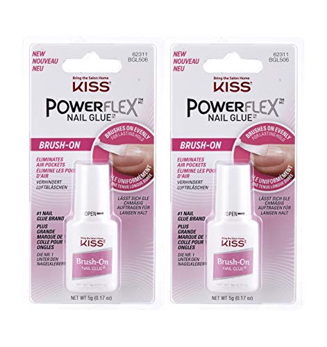 Kiss Powerflex Brush On Nail Glue 0.17 Ounce (Pack of 2)