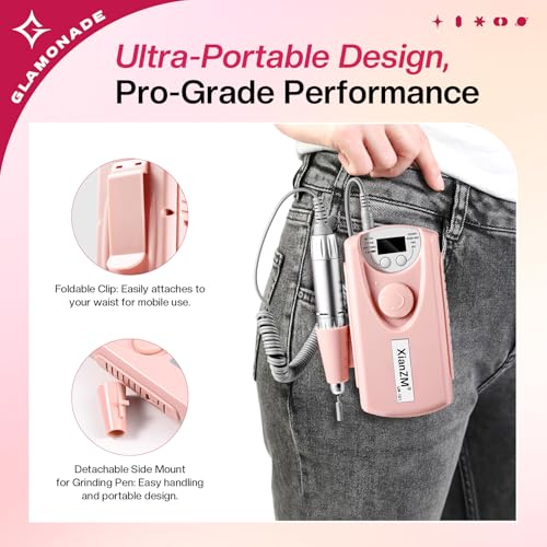 Electric Nail Drill Machine: Professional 35000 RPM E File Kit for Acrylic Gel Polish Removal Portable Manicure with Bit Home Salon