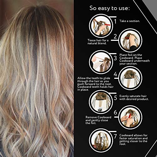 Authentic Cooboard Balayage Board with Teeth | Original Highlighting Paddle from The Maker of Cooboard Hair Highlighting Kit | Easy to Clean, Sturdy, Lightweight (Black)