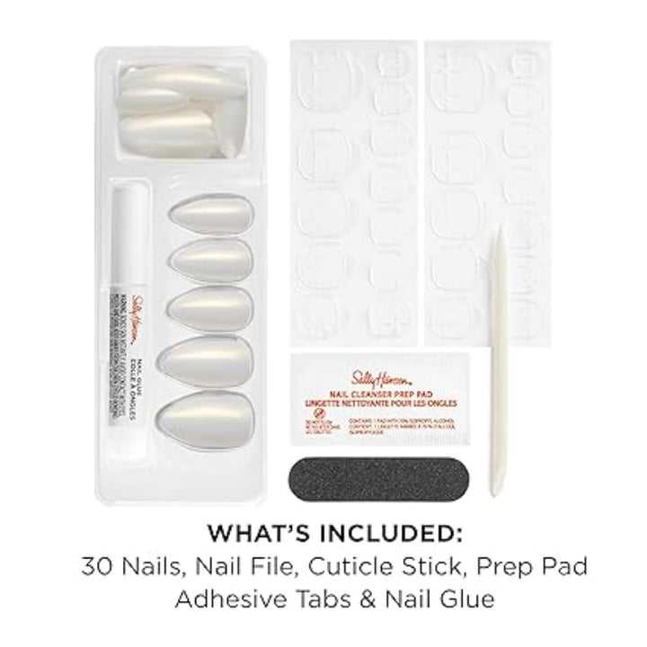 Sally Hansen Instant Cuticle Remover | 15-Second Gel Formula with Aloe & Chamomile | Press-On Nails Kit with 30 Designs