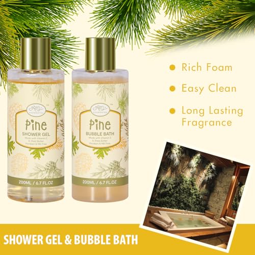 Birthday Gifts for Women, Bath Gift Baskets for Women, Get Well Soon Gifts, Pine Scented Relaxing Spa Care Package w/Bubble Bath, Bath Salt Spa Essential, Christmas, Valentine'S Day, Mothers Day