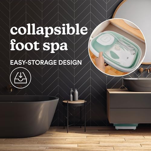 Homedics Smart Space Elite Footbath with Heat Boost, Collapsible, Invigorating Bubble Massage, 3 Pedicure Attachments, Safe to Use Bath Salts, Patented Safety-Lock System, Ergonomic