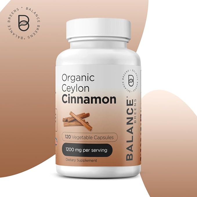 Balance Breens Organic Ceylon Cinnamon 1200mg + Certified Organic Ashwagandha 1600 mg Supplement Combo