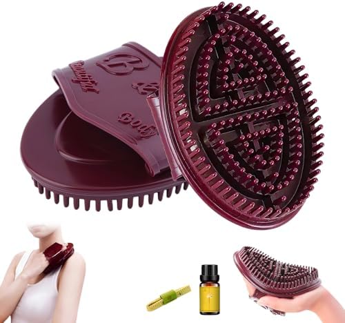2Pcs Meridian Massage Brush, Handheld Massage Brush for Belly, Beauty Professional Full Body Relaxation Massager Brushs Tools, Full Body SPA Meridian Pressure Brushes with Essential Oils (Brown)