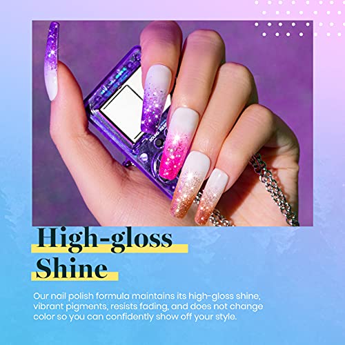 Beetles Glitter Gel Polish, 6 Pcs Pink Silver Platinum Gel Polish Kit Soak off Uv Lamp Shimmer Purple Pink Green Gold Glitter Nail Polish Kit Holiday Gift Design for Party