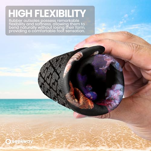 SEEKWAY Water Shoes Women Men Adult Quick-Dry Aqua Socks Barefoot Non Slip for Beach Swim River Pool Lake surf Black Size SK002