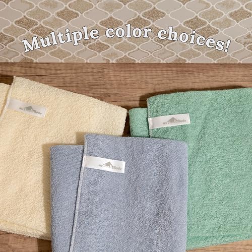 myHomeBody Exfoliating Washcloths for Showering, Loofah Body Scrubber Exfoliator, Back Shower Towel, Bath Washer for Exfoliation, Cream, Set of 2