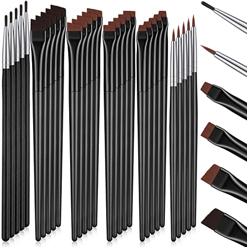 30 Pcs Eyeliner Brush Set Gel Angled Eye Liner Fine Flat Slanted Eyebrow Brushes Thin Makeup Tool for Women Girls Salon Beauty Cosmetic Esthetician Supplies