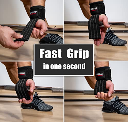 Fast Grip Lifting Straps for weightlifting Strength Training (+ Training Plans) Professional quick fastening with Metal Bolts for Powerlifting, Crossfit & Fitness - Bodybuilding for Men and Women