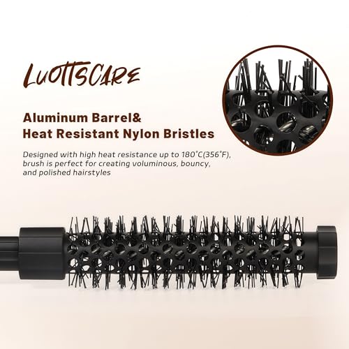 3pcs Small Round Hair Brush for Short Hair - Barrel Hair Brush for Blow Drying, Aluminum Round Brush for Bobs, Bangs, Lobs, Roots, Curling, Pixie Cuts, Straight Hair - Black