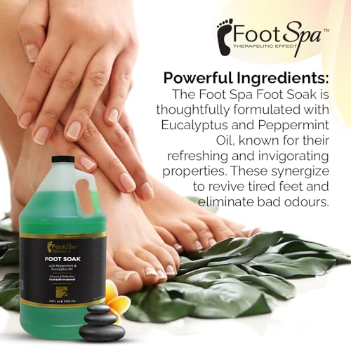 FOOT SPA - Foot Soak - Cleanses, Softens, and Refreshes - Made With Eucalyptus & Peppermint Oil - 128 Oz Gallon - Bulk, Refill Gallon