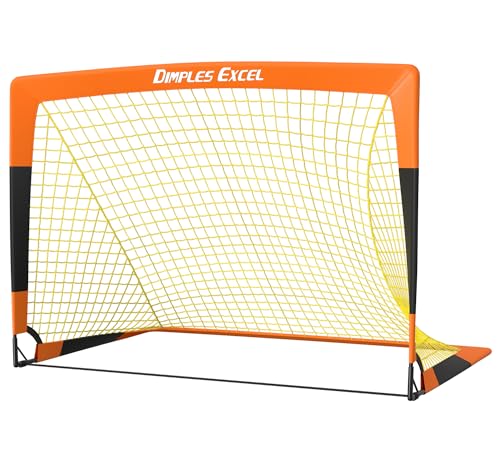 Dimples Excel Soccer Goals Kids Soccer Net for Backyard (3x2.2 FT 1 Pack, Orange Black)
