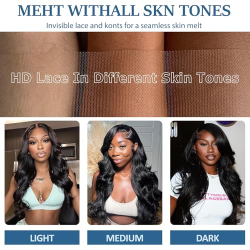 220 Density 30 Inch Body Wave Lace Front Wigs Human Hair, 13x6 HD Transparent Lace Front Wigs Human Hair Glueless Frontal Body Wave Wig for Women, Pre Plucked, Tangle Free, Average Cap, 30 Inch