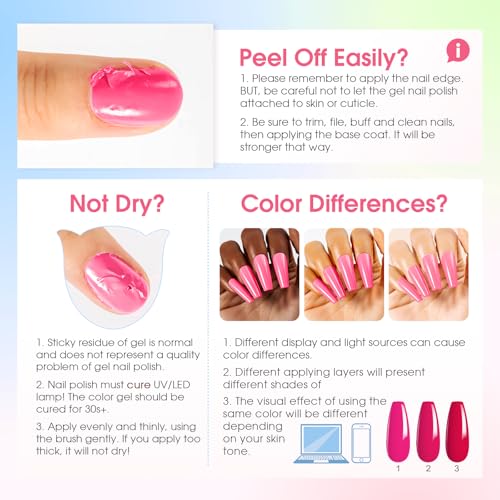 ROSALIND 100PCS Gel Nail Polish Set, 92 PCS Colors Gel Polish Set with 8 Bottles of Base and Glossy Matte Top Coat Starter Nail Set Suitable for All Seasons Gift for Women
